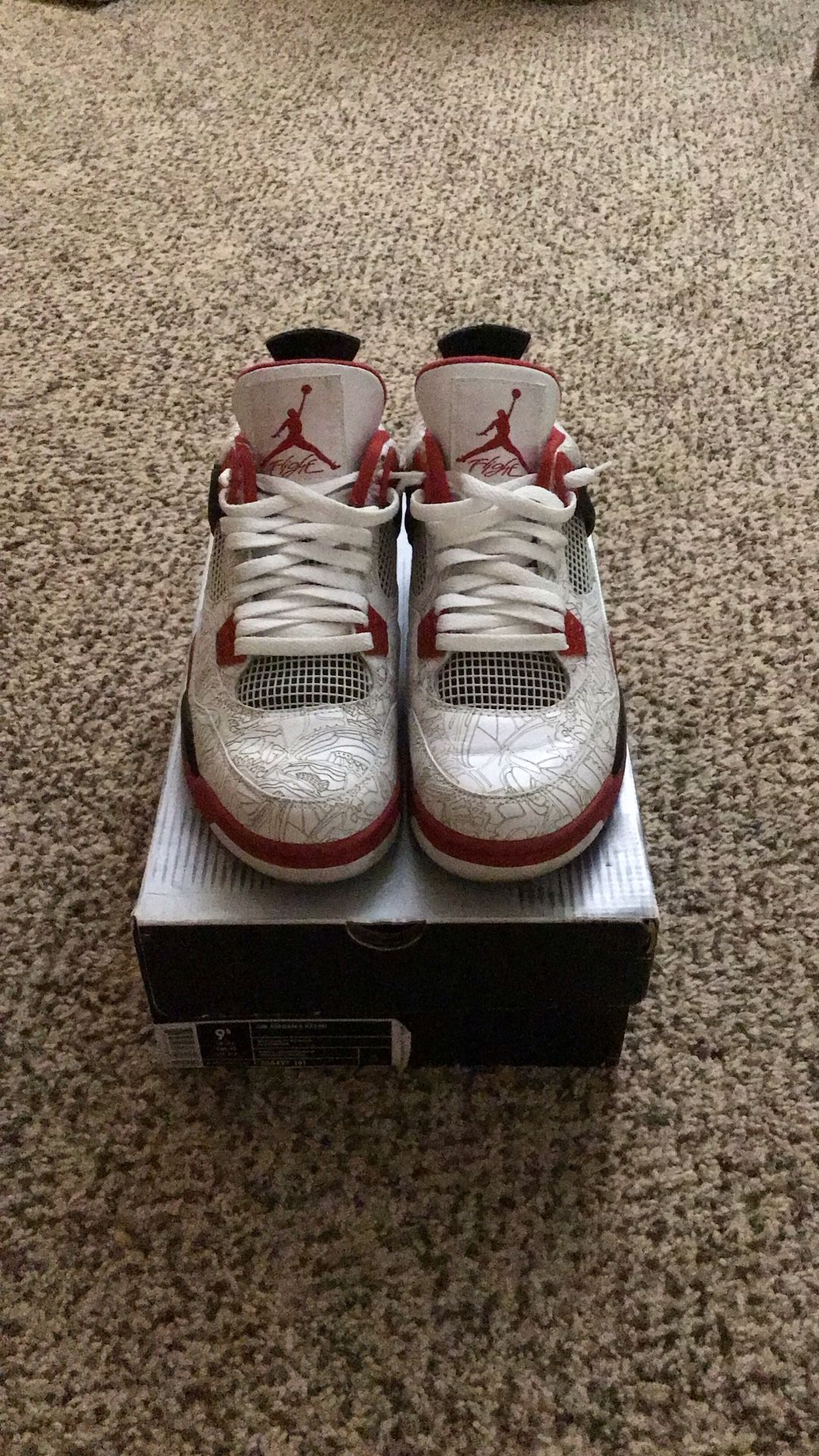 Nike Rare Air Jordan Laser 4s White Red Black Shoes Limited Edition 9.5