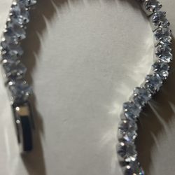 6.89 Inch Cubic Zirconia Heart Cut Silver Bracelet