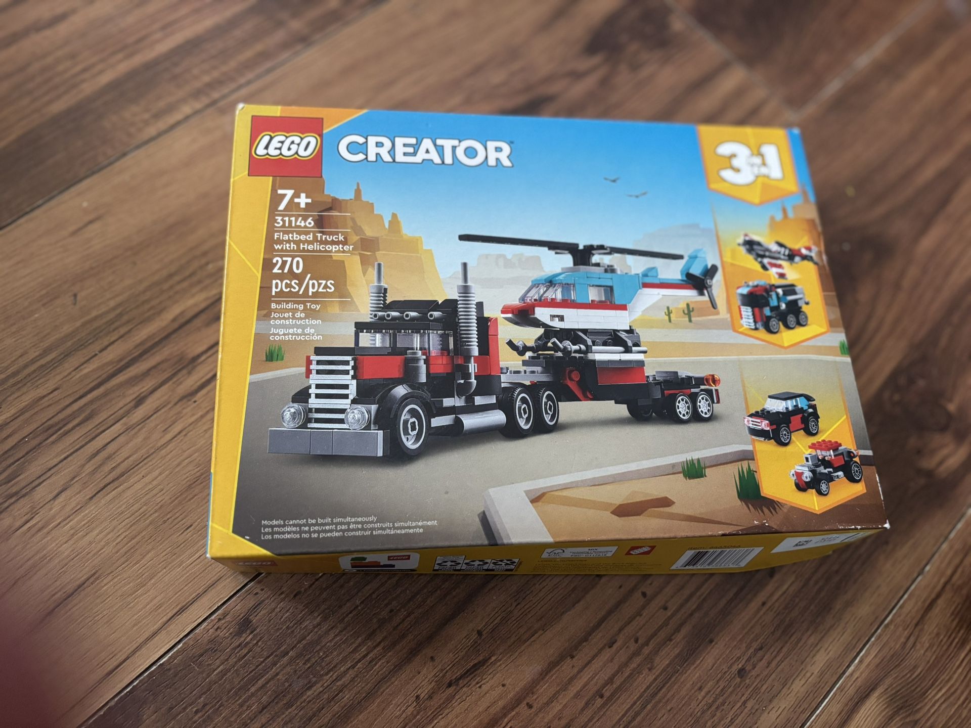 LEGO Creator 3 in 1 Flatbed Truck with Helicopter (Opened Package)