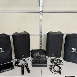 HARBINGER M-200 BT PORTABLE SYSTEM WITH GEMINI WIRELESS MICROPHONES 