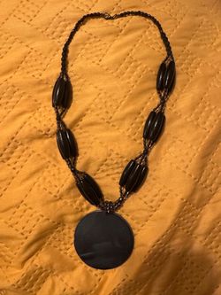 Derp Dark Grey Acrylic Oval Beads Necklace