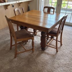 Antique Oak Dining Table And Chairs