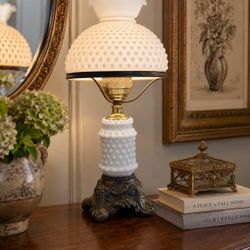 Vintage Hobnail Lamp Table Decor Retro Working Collectible 