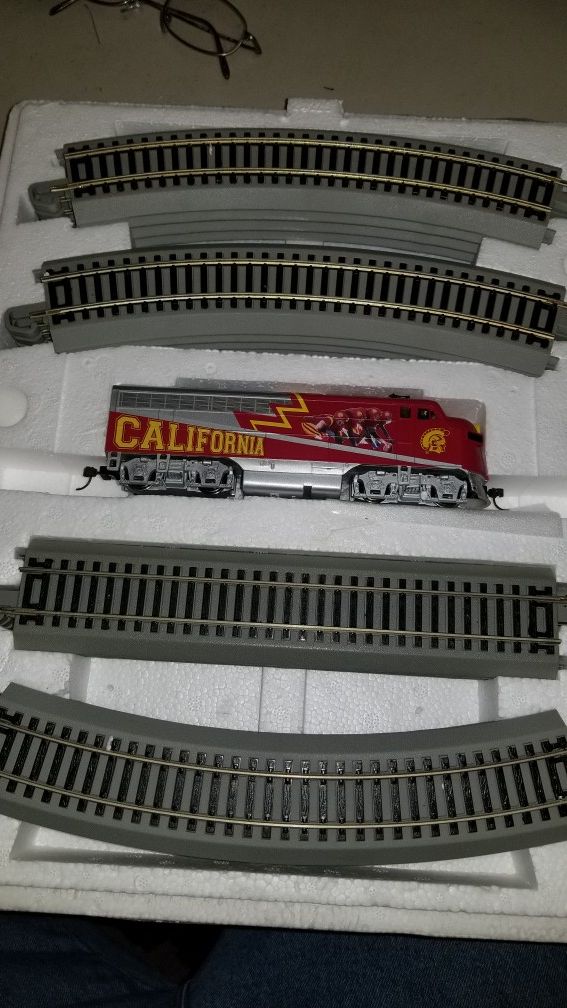USC Trojans Hawthorne Village Christmas Train Set - Hard to find