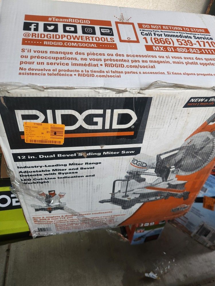 Ridgid 110v Corded 12" Sliding Miter Saw 15amp