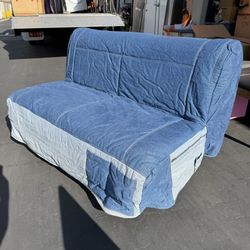 IKEA LYCKSELE LÖVAS Full Size Sleeper Sofa Futon with Denim Cover Very Clean and Excellent Condition