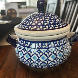 Polish Pottery Jar With Lid