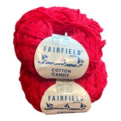 Yarn Vintage Fairfield “Cotton Candy” Lot Of 2.  Color 12 Christmas Red
