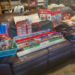 New Christmas Wrap. Ribbon, Bag, , tags, tissue paper, and bag for paper wrapping