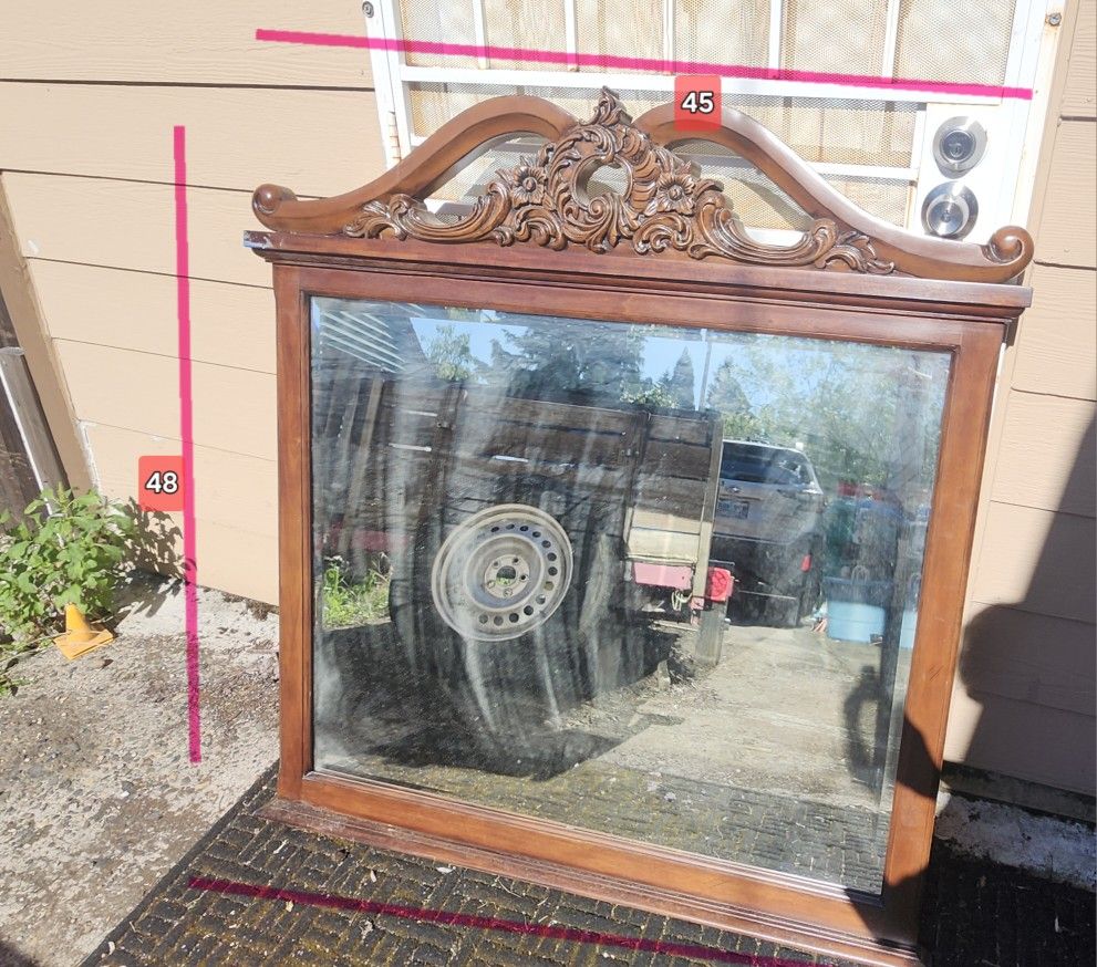 Large Mirror On Top Cabinet Good Condition