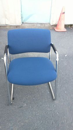 Blue Chrome Sled office chair