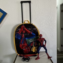 Disney Store Spider-Man Marvel Rolling 14”x7”x18” Luggage Suitcase For Kids Disney Store SPIDER-MAN 13” WEB SLING SOUND Action Figure Articulated