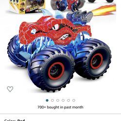 Remote Control Dinosaur Car, 2.4GHz RC Monster Trucks for Boys with Spray, Light & Sound, All Terrain RC Cars with 2 Batteries, Dinosaur Toys for Kids
