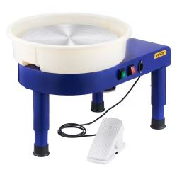 19# Pottery Wheel, 14 in Ceramic Wheel Forming Machine, 60-300 RPM Speed Adjustable Foot Pedal, Adjustable Lift Leg, Detachable Basin, Complete Tool A
