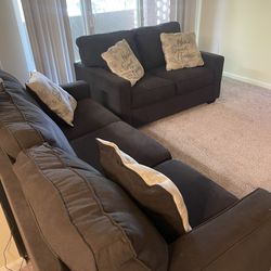 Dark Grey Love Seat And Couch