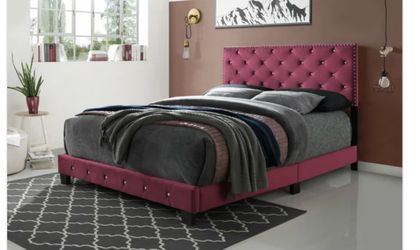 BRAND NEW KING SIZE PINK BED FRAME WITH NEW MATTRESS/FAST DELIVERY