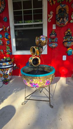 Beautiful Hand-painted Clay Fountain!