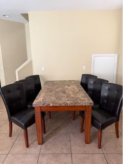 Granite Dining Table with 6 Chairs