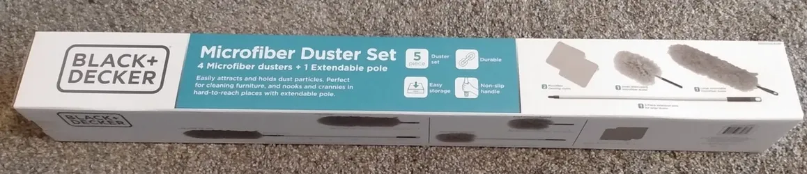 Black + Decker 5PC Microfiber Duster Set-100 inch-Extendable PoleFan Cleaner