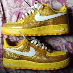 Rare 2009 Nike Air Force 1 Women's Size 9.5 Mens 8 Del Sol Gold 