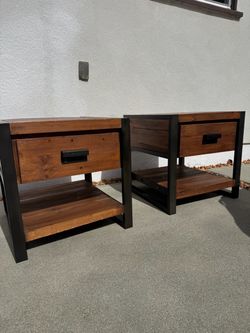 Jofran Loftworks Industrial End Table with Drawer – Wood & Metal – 24” Square
