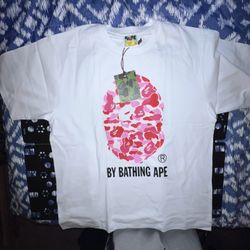 BAPE T-Shirt White Pink Camo