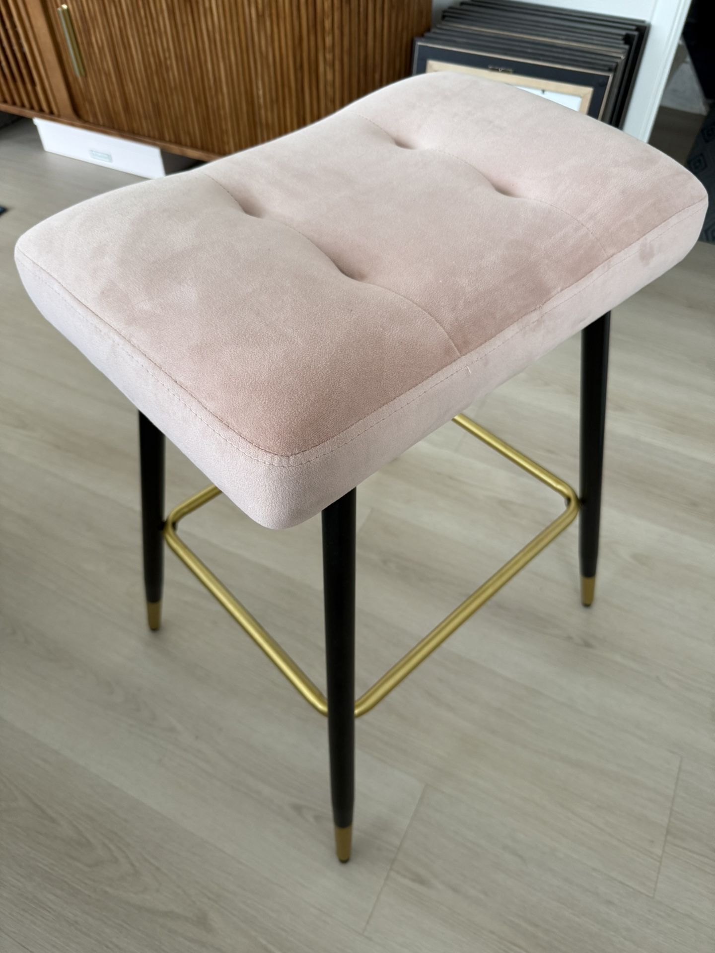 Blush Pink Mid Century Modern Bar Stools