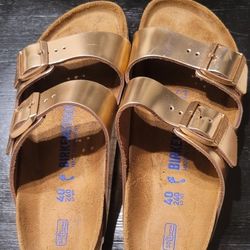 Birkenstock Arizona Soft Footbed - Metallic Leather