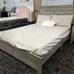 Queen Size Bed With Mattress And Nightstand