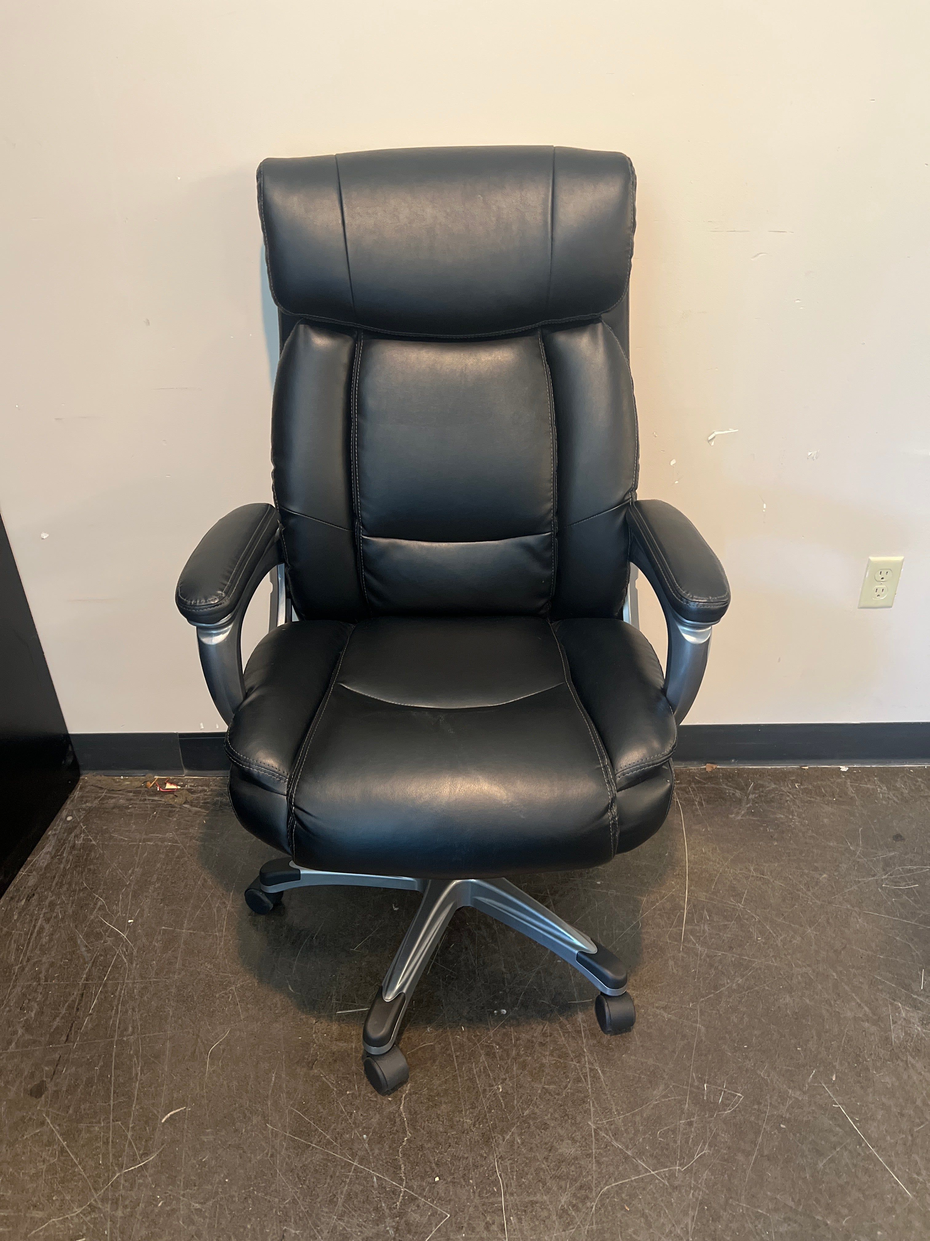 SOLD - Ergonomic Black Leather Office Chair