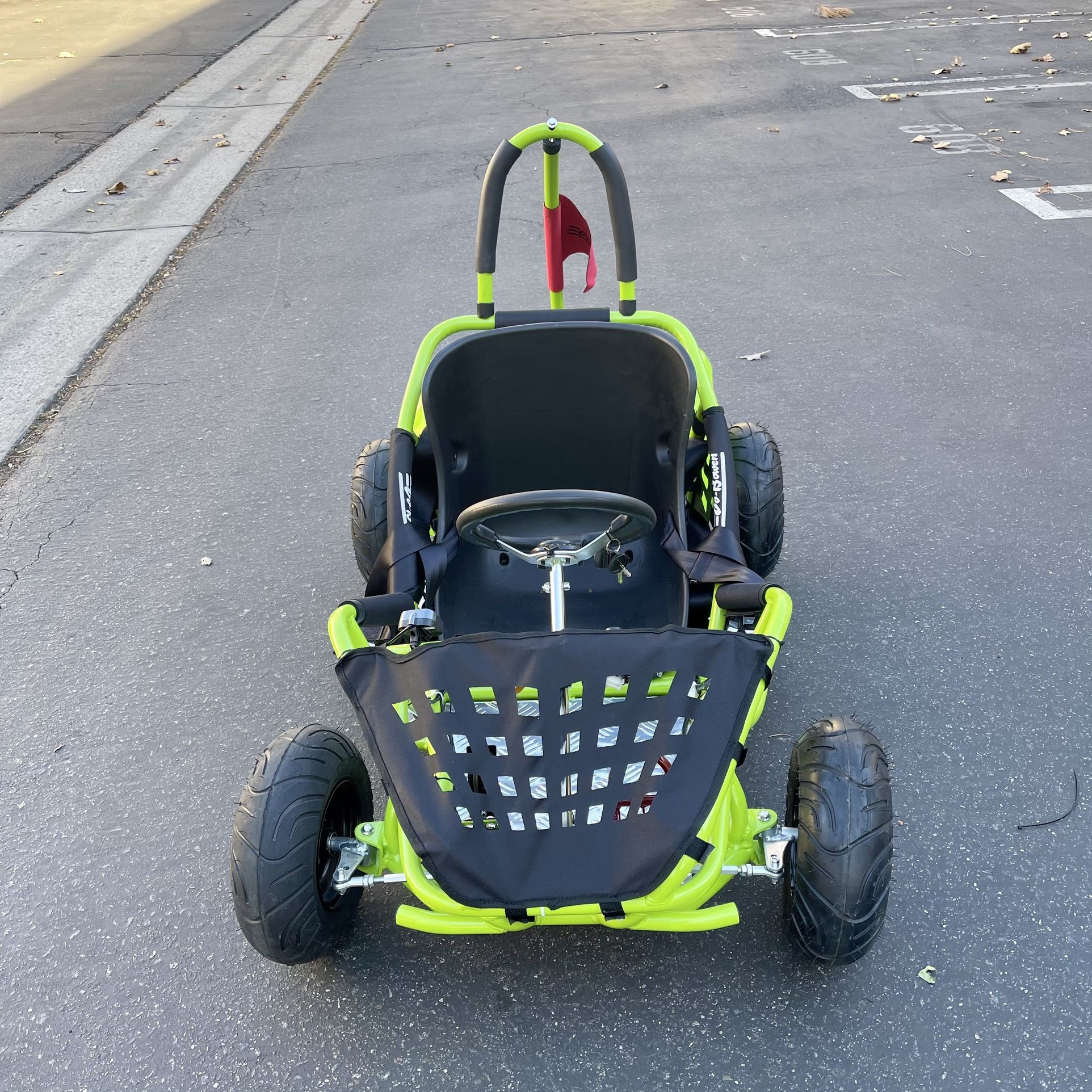48 Volt 1000 Watt Brushless Electric Go Kart, 3 Speeds Setting Up to 20 mph with Forward and Reverse. Racing Go Cart for Kids with Foot Pedal and Foot
