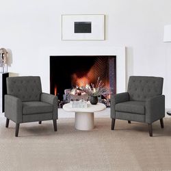 Upholstered Linen Accent Chair 18.5" H