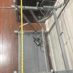 🖥️ Glass Computer Desk w/ Keyboard Tray & Side Shelves – Used / Good Condition