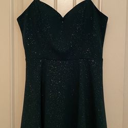 Green Dress With necklace And Earrings Set