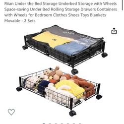 Riian Under the Bed Storage Underbed Storage with Wheels Space-saving Under Bed Rolling Storage Drawers Containers with Wheels for Bedroom Clothes Sho