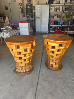 NATURAL WOOD SIDE TABLES