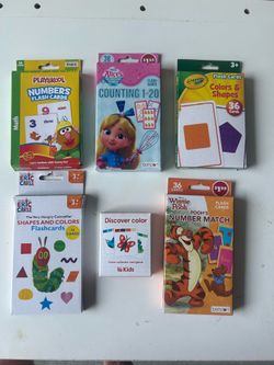 6 packs of flashcards: shapes, colors, numbers