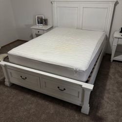 Old Canary Queen Bed frame and Night Stands