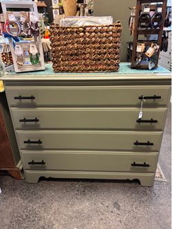 Newly Refinished 4 Drawer Sage Green Dresser