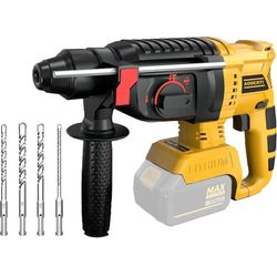 Cordless Rotary Hammer Drill for Dewalt 20V MAX Battery, Brushless SDS Rotary Hammer with Safety Clutch for Concrete/Masonry, 4 Modes with 360°Auxilia