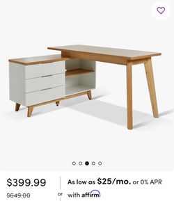 L-Shaped Desk with Storage Drawers