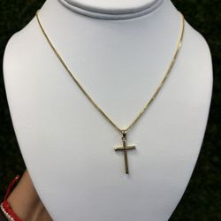 14k Franco Chain With 14k Cross Charm 