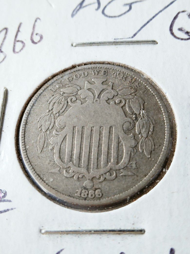 1866 Shield Nickel W/Rays