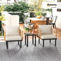 Outsunny 3-Piece Outdoor Bistro Set – Beige 🤎