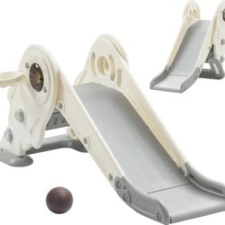 Toddler Slide, 2 in 1 Kids Slide w BB Hoop, Climbable Ladder NEW