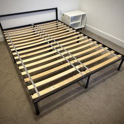 IKEA FULL BED FRAME + BEDSIDE SHELF UNIT