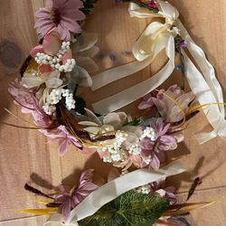 2pc Fairy Flower Crown And Wrist Bracelet Set 
