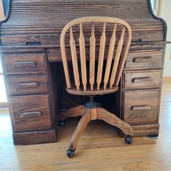 Roll-Top Desk and Chair