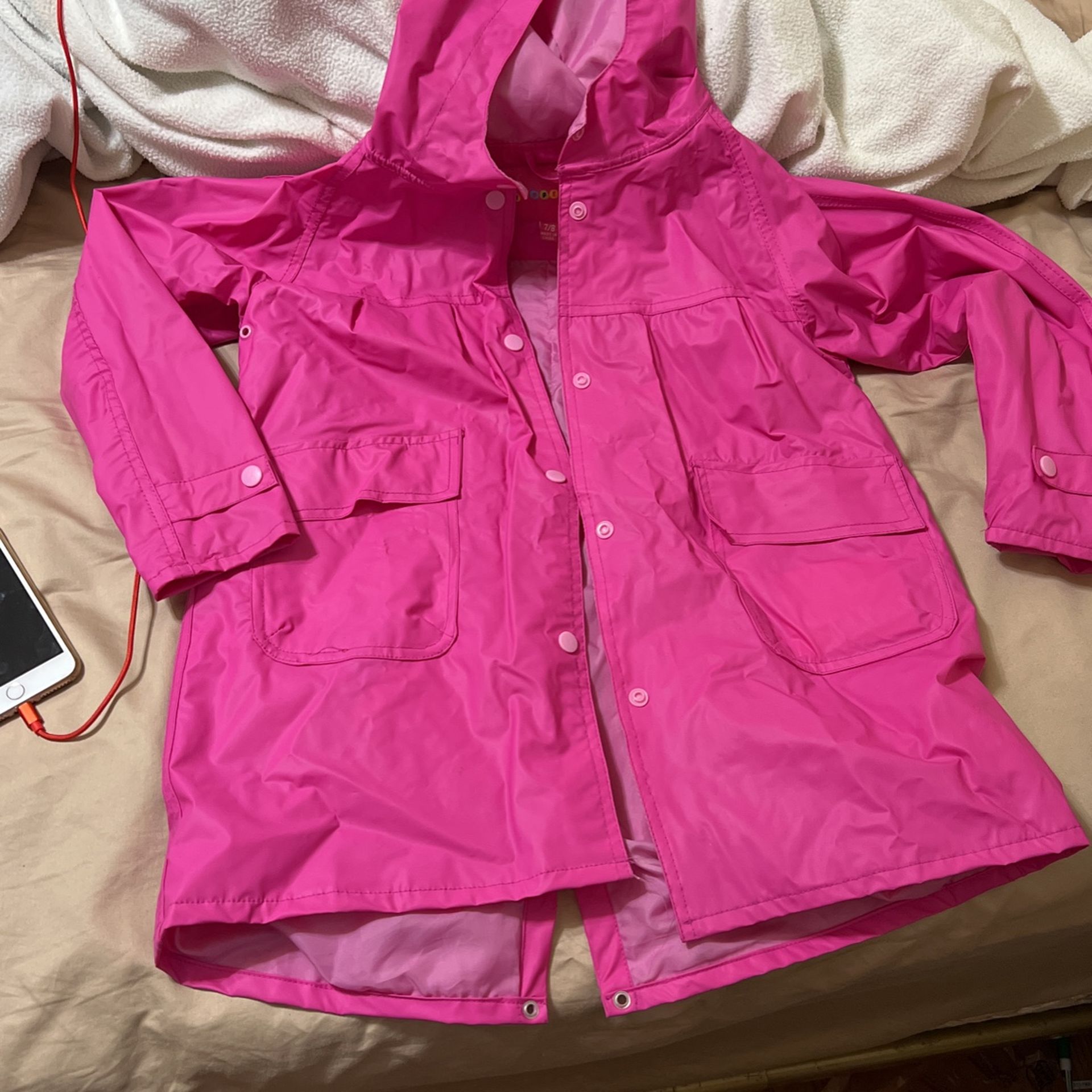 Girls Pink Raincoat With Good & Pockets