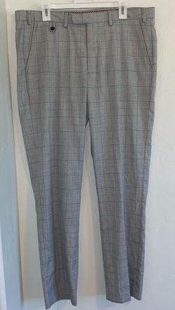 Murano Alex Fit Plaid Lines Dress Pants Mens 38x32 Ultimate Modern Comfort Gray